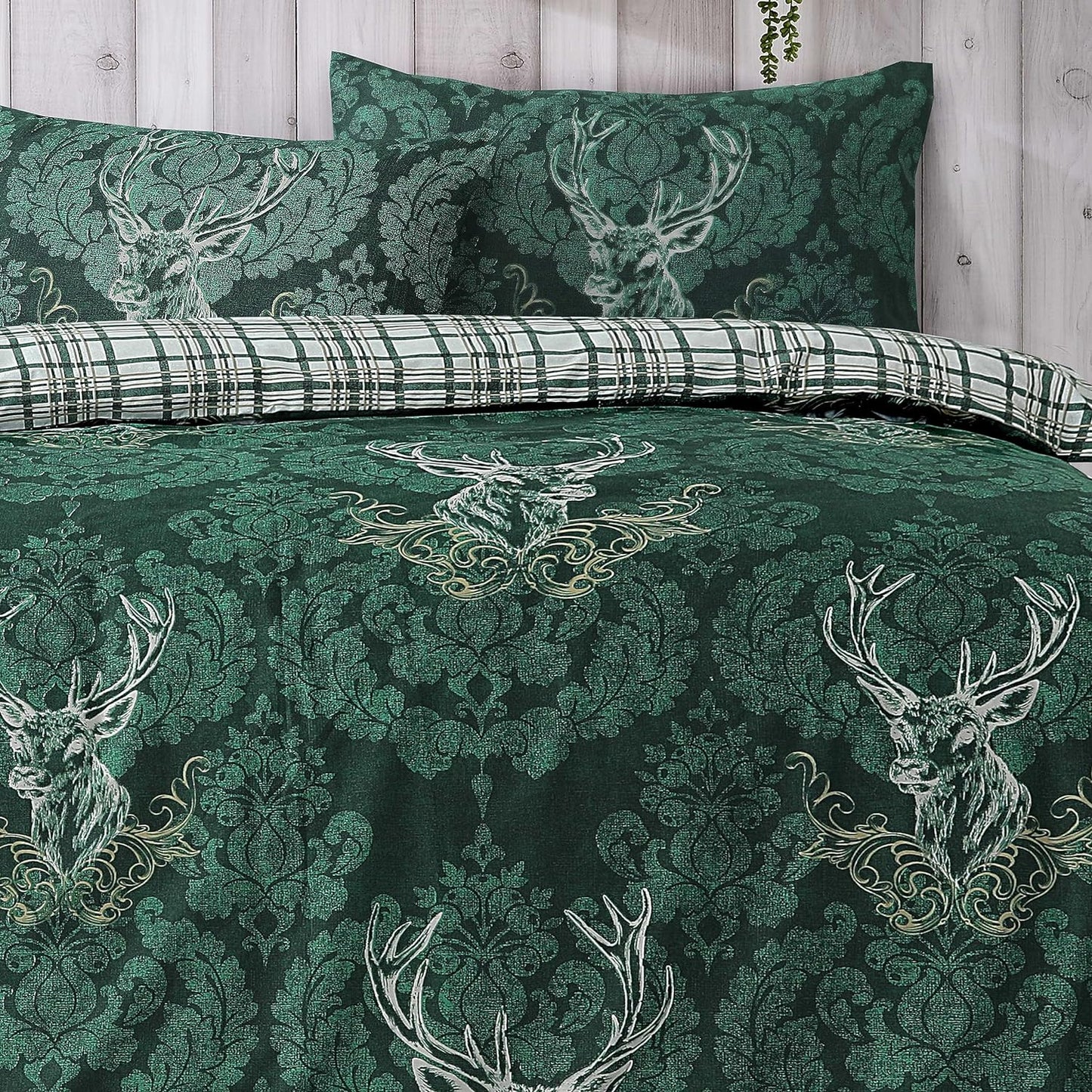 Highland Stag Reversible Duvet Cover Quilt Bedding 3 Pcs Set With Matching Pillowcase Polycotton