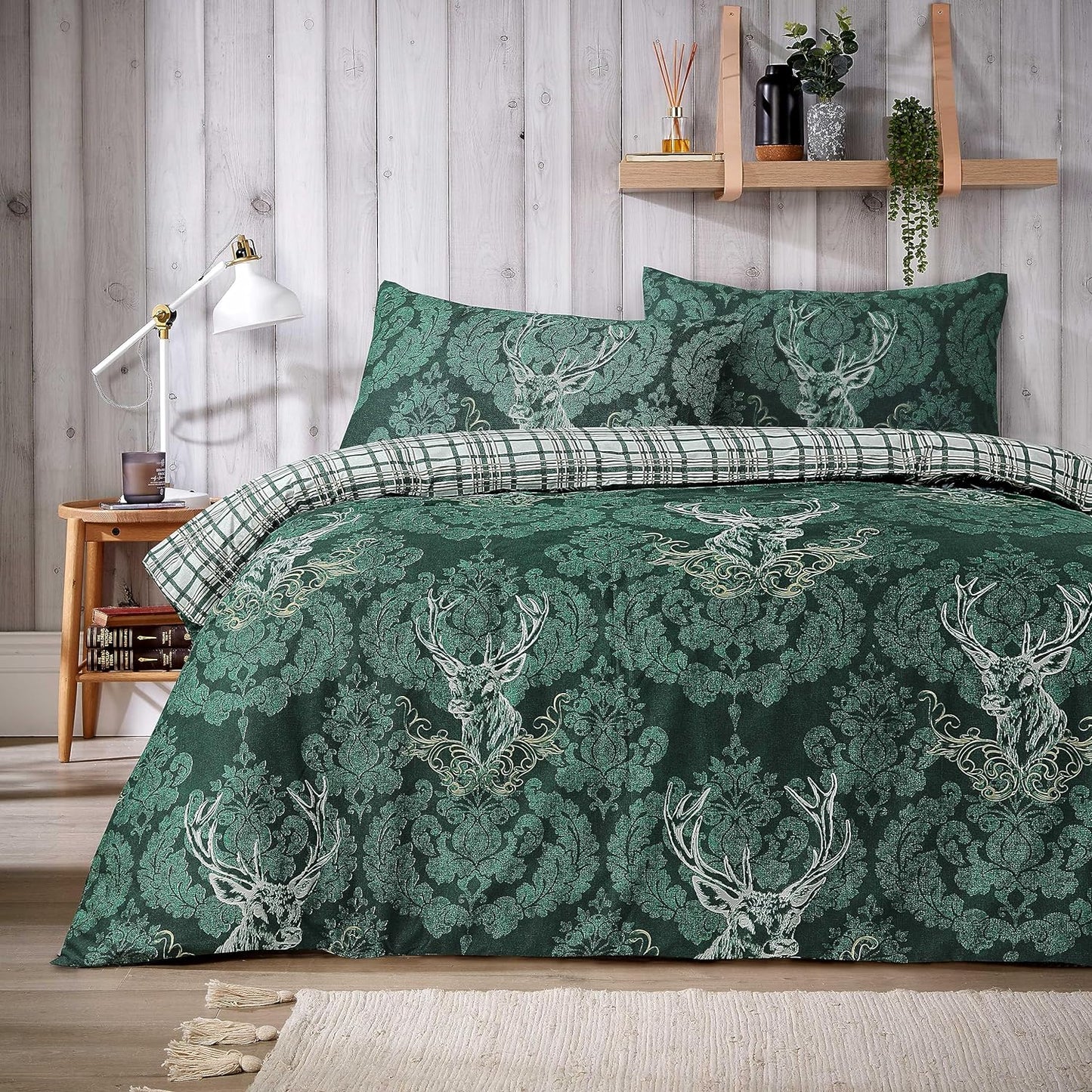 Highland Stag Reversible Duvet Cover Quilt Bedding 3 Pcs Set With Matching Pillowcase Polycotton