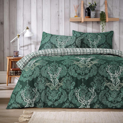 Highland Stag Reversible Duvet Cover Quilt Bedding 3 Pcs Set With Matching Pillowcase Polycotton