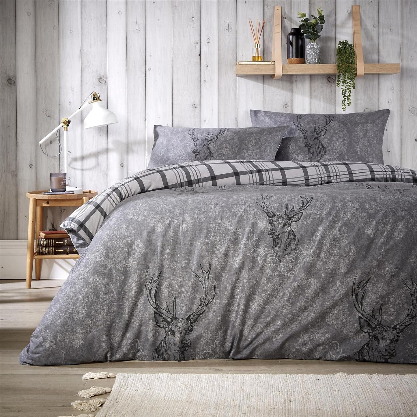 Highland Stag Reversible Duvet Cover Quilt Bedding 3 Pcs Set With Matching Pillowcase Polycotton