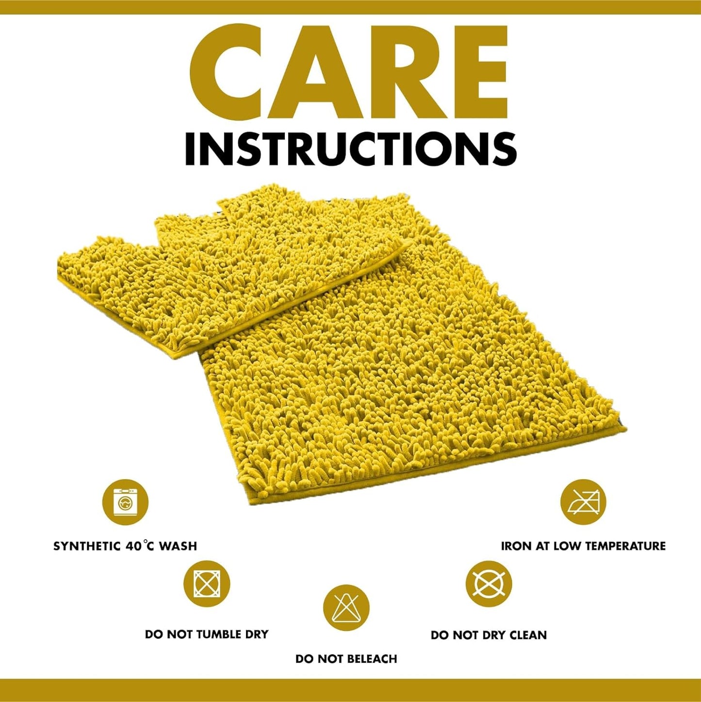 2 Piece Loop Bath Mats for Bathroom - Non Slip Chenille Bath Mat Set Rugs, Extra Soft with Water Absorbent Pedestal Bathmat Shower Toilet Mat