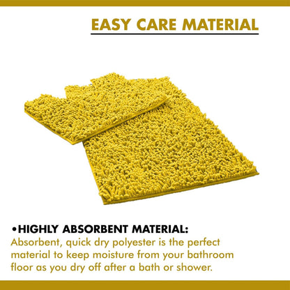 2 Piece Loop Bath Mats for Bathroom - Non Slip Chenille Bath Mat Set Rugs, Extra Soft with Water Absorbent Pedestal Bathmat Shower Toilet Mat