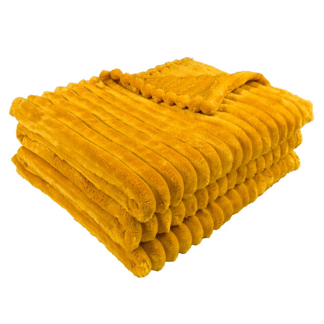 Ribbed Throws Fleece Blanket Chunky Cord Faux Fur Large Size Sofa Bed Corded