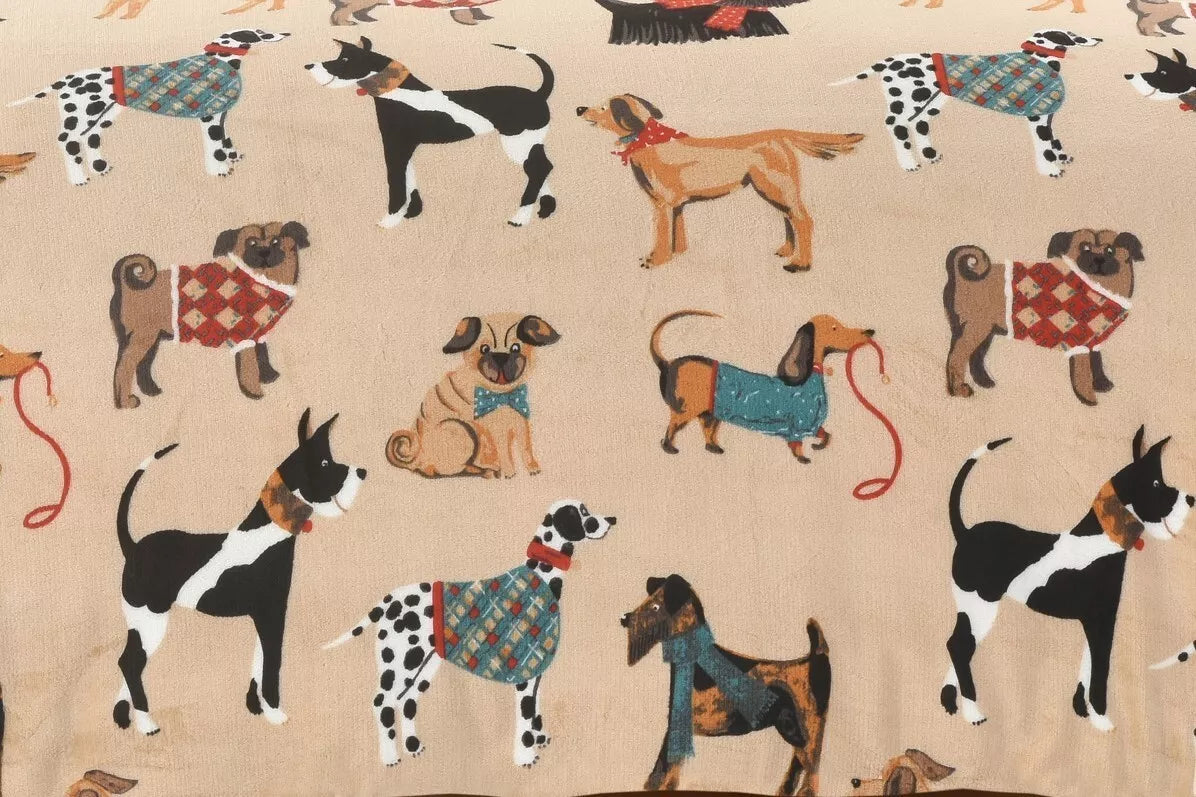 Dogs Pattern Teddy Fleece Duvet Cover Sets Super Soft Warm Winter Bedding Set NZ