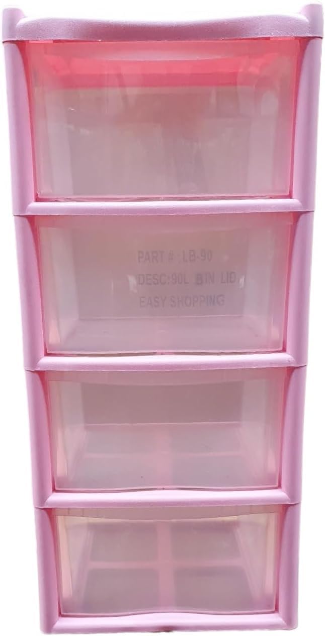 4 Drawers Plastic Storage Tower Unit Organizer Home Office School Desktop Clear Storage Chest for Clothes Toys Art Supplies Stationary Shoes