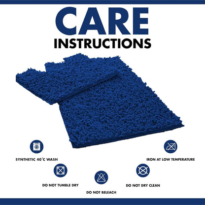 2 Piece Loop Bath Mats for Bathroom - Non Slip Chenille Bath Mat Set Rugs, Extra Soft with Water Absorbent Pedestal Bathmat Shower Toilet Mat