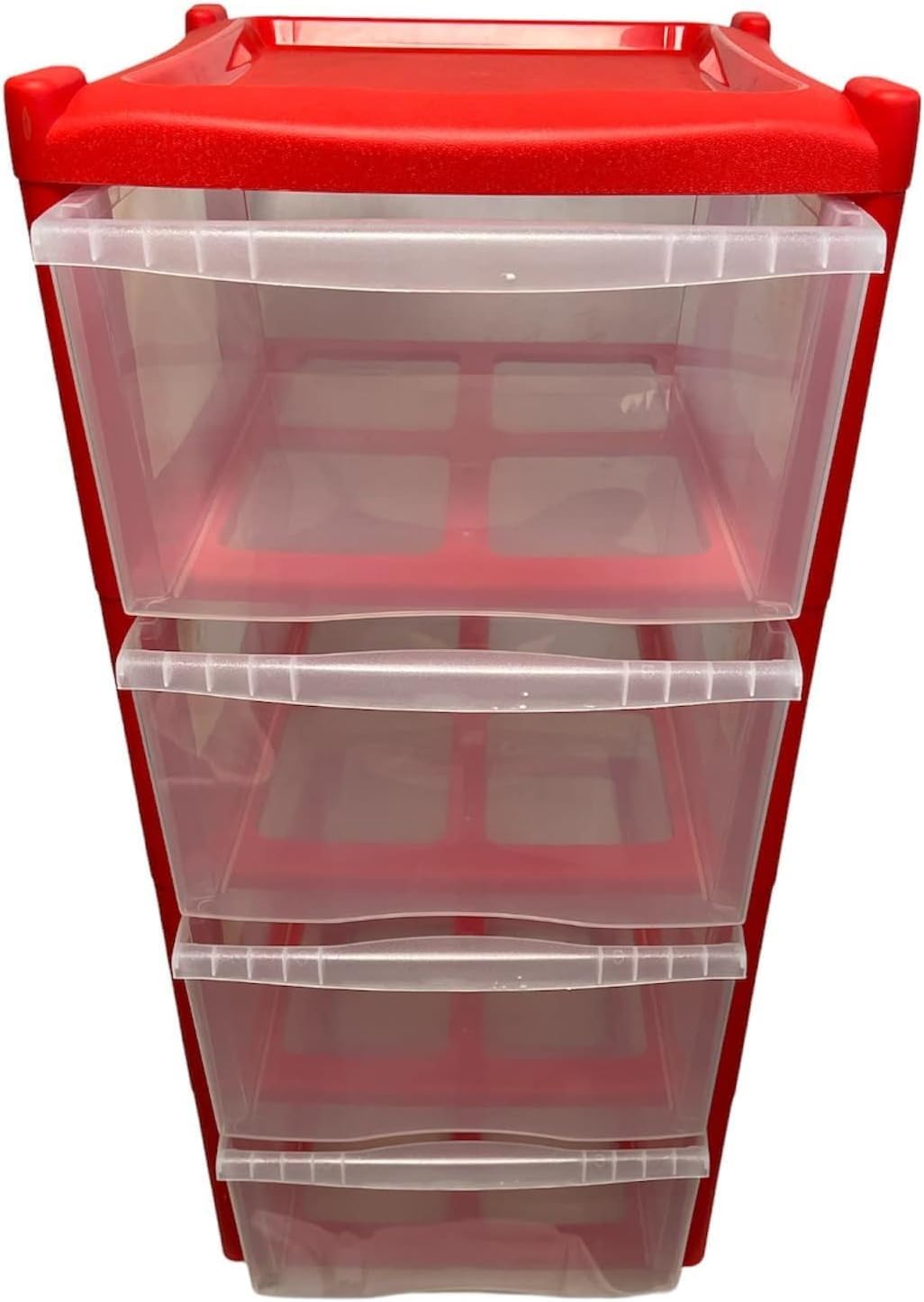 4 Drawers Plastic Storage Tower Unit Organizer Home Office School Desktop Clear Storage Chest for Clothes Toys Art Supplies Stationary Shoes