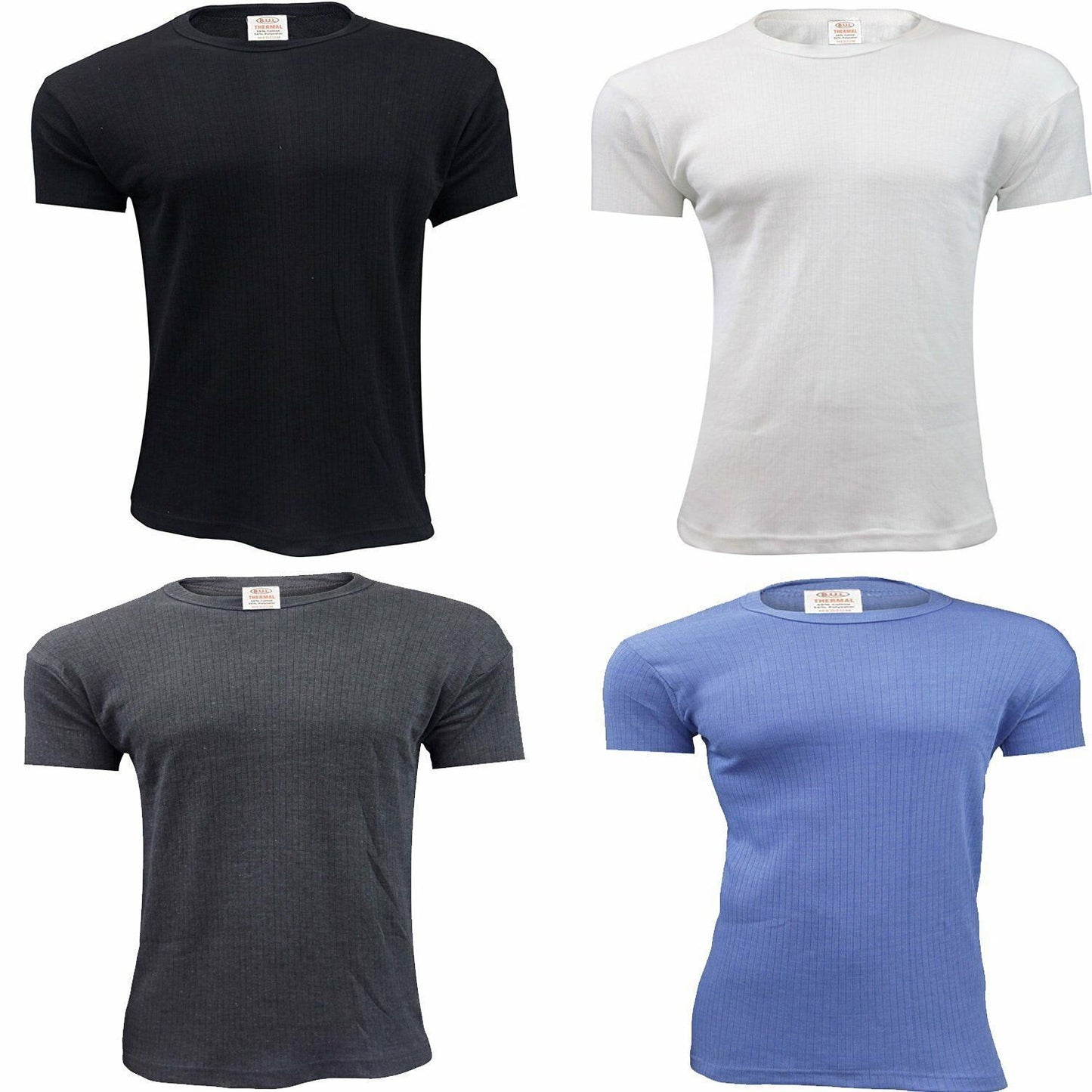 Pack of 4 Mens Thermal Half Sleeve T-Shirt Vest Winter Underwear Warm Plain Top Base Layer