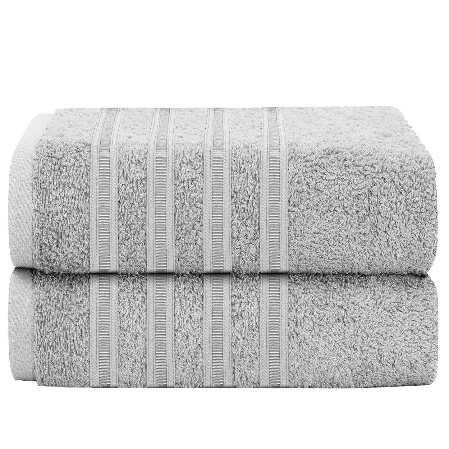 Ritz Collection 2 Pack Jumbo Bath Sheet Viscose Stripe Towels Range Highly Absorbent and Super Soft Extra Large Bathsheets Towel Sets