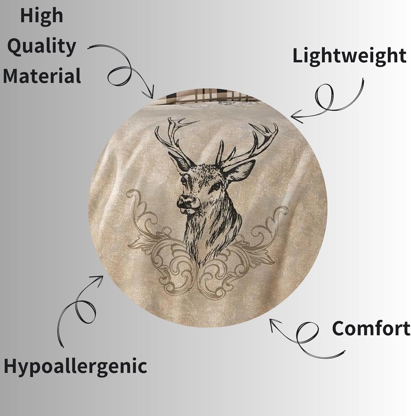Highland Stag Reversible Duvet Cover Quilt Bedding 3 Pcs Set With Matching Pillowcase Polycotton