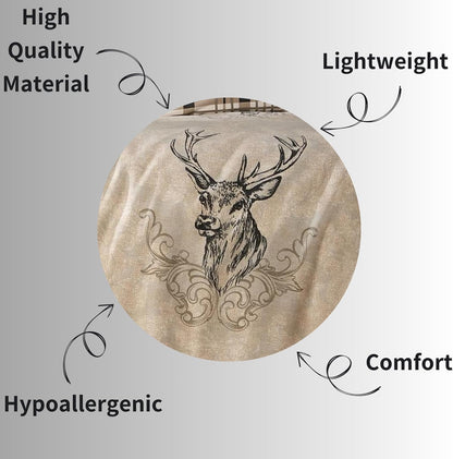 Highland Stag Reversible Duvet Cover Quilt Bedding 3 Pcs Set With Matching Pillowcase Polycotton