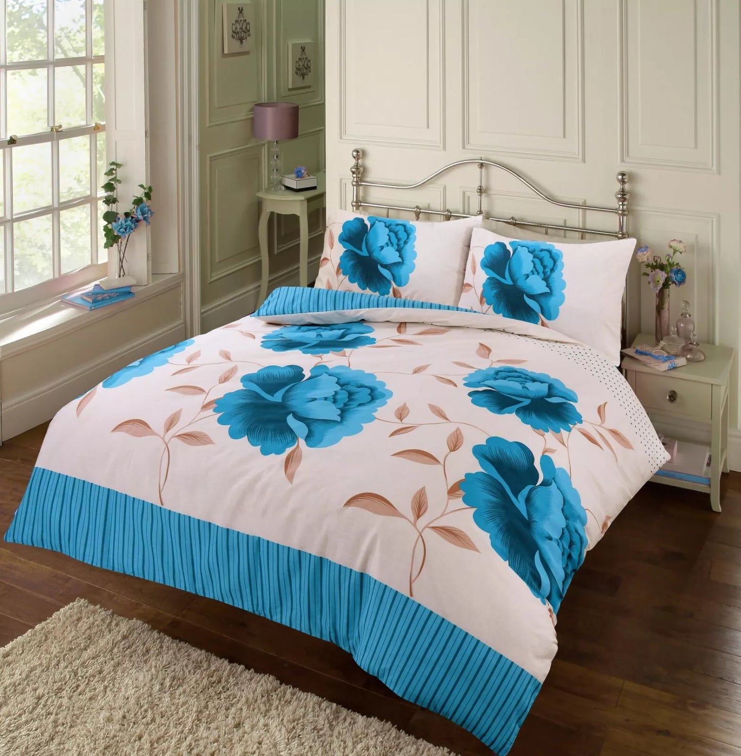 Rosaleen Floral Printed Duvet Cover With Pillowcases Quilt Bedding Set All Sizes