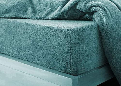 SUPER SOFT TEDDY BEAR FUR SHERPA CUDDLY COSY WARM EXTRA DEEP FLEECE FITTED SHEET BEDDING BED LINEN